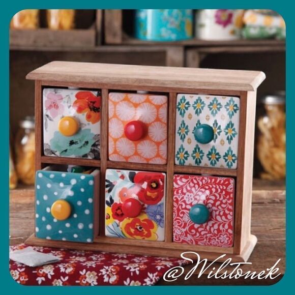 ❤️The Pioneer Woman Flea Market 6 drawer Spice/Tea Box/ - Picture 1 of 5